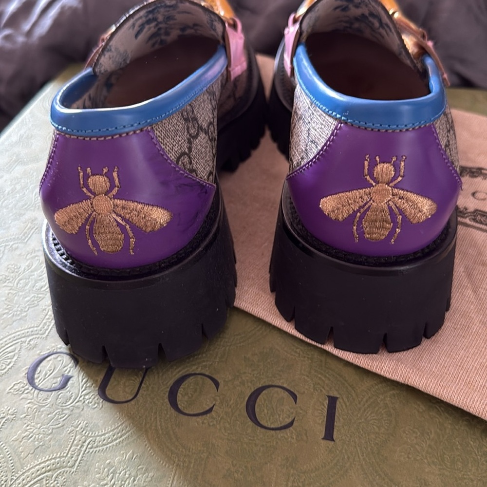 GG Supreme Monogram Cordovan Lux Womens Harald Horsebit WORN ONE TIME! 38 1/2. - Picture 6 of 6